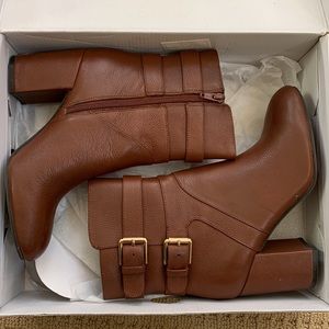 Nine West Leather Bootie, 6.5M, Brown